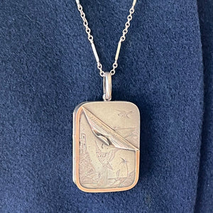 Antique Victorian Silver Locket "Night and Morning" c. 1890