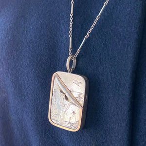 Antique Victorian Silver Locket "Night and Morning" c. 1890