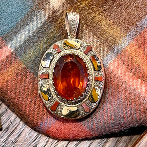 Antique Scottish Victorian Locket Agate Citrine 15k Gold