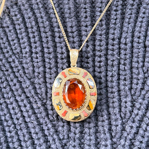 Antique Scottish Victorian Locket Agate Citrine 15k Gold