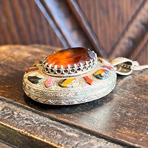 Antique Scottish Victorian Locket Agate Citrine 15k Gold