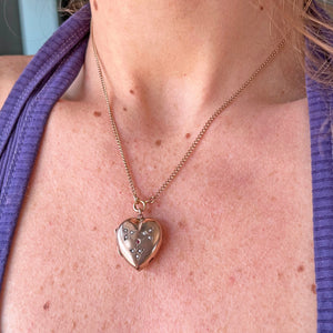 Antique Edwardian 9 Karat Gold Heart Locket Seed Pearls and Ruby, c. 1900