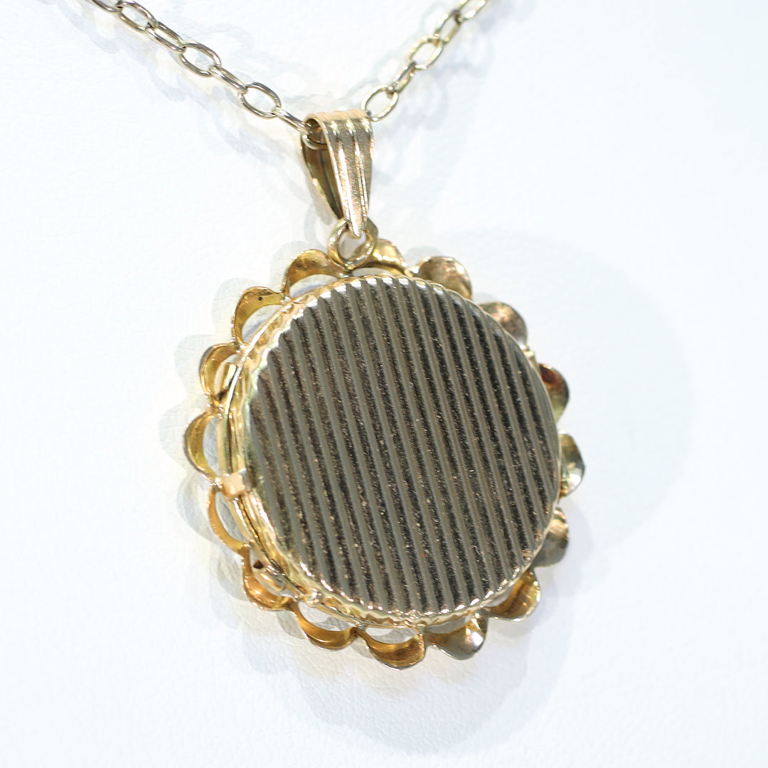 Antique 18k Round Frame Locket with Siblings Portrait