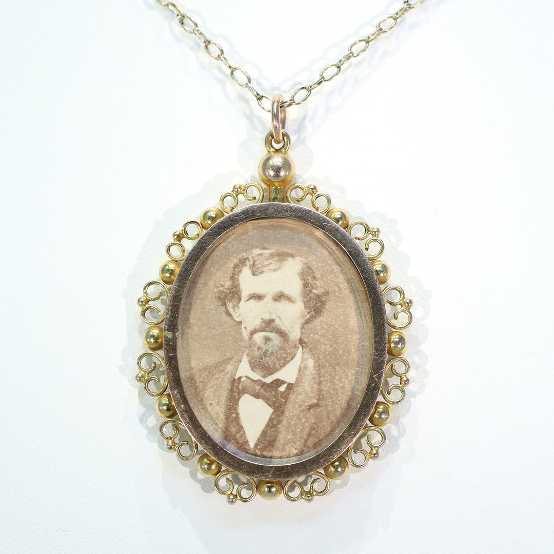 Lovely Antique Gold Frame Pendant Early Photo