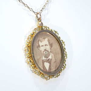 Lovely Antique Gold Frame Pendant Early Photo