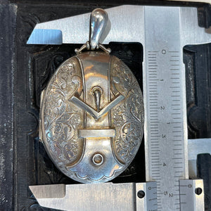 Silver Embossed Oval Buckle Locket Hallmarked 1883