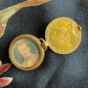 Georgian Guinea Coin Sardonyx Locket Watch Fob Pendant Portrait Miniature