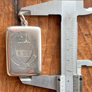 Antique Victorian Silver Heraldic Locket Pendant, Birmingham 1894