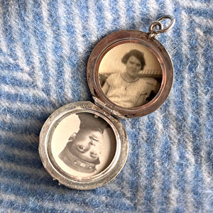 Antique Victorian Silver Niello Locket with Portraits, c. 1880