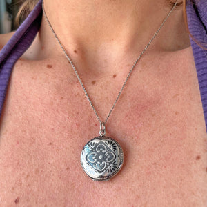 Antique Victorian Silver Niello Locket with Portraits, c. 1880