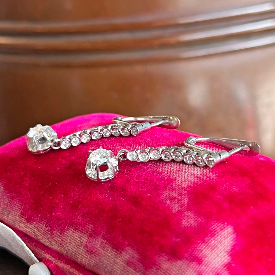 Mid-Century Diamond 14k Gold Earrings, c. 1960