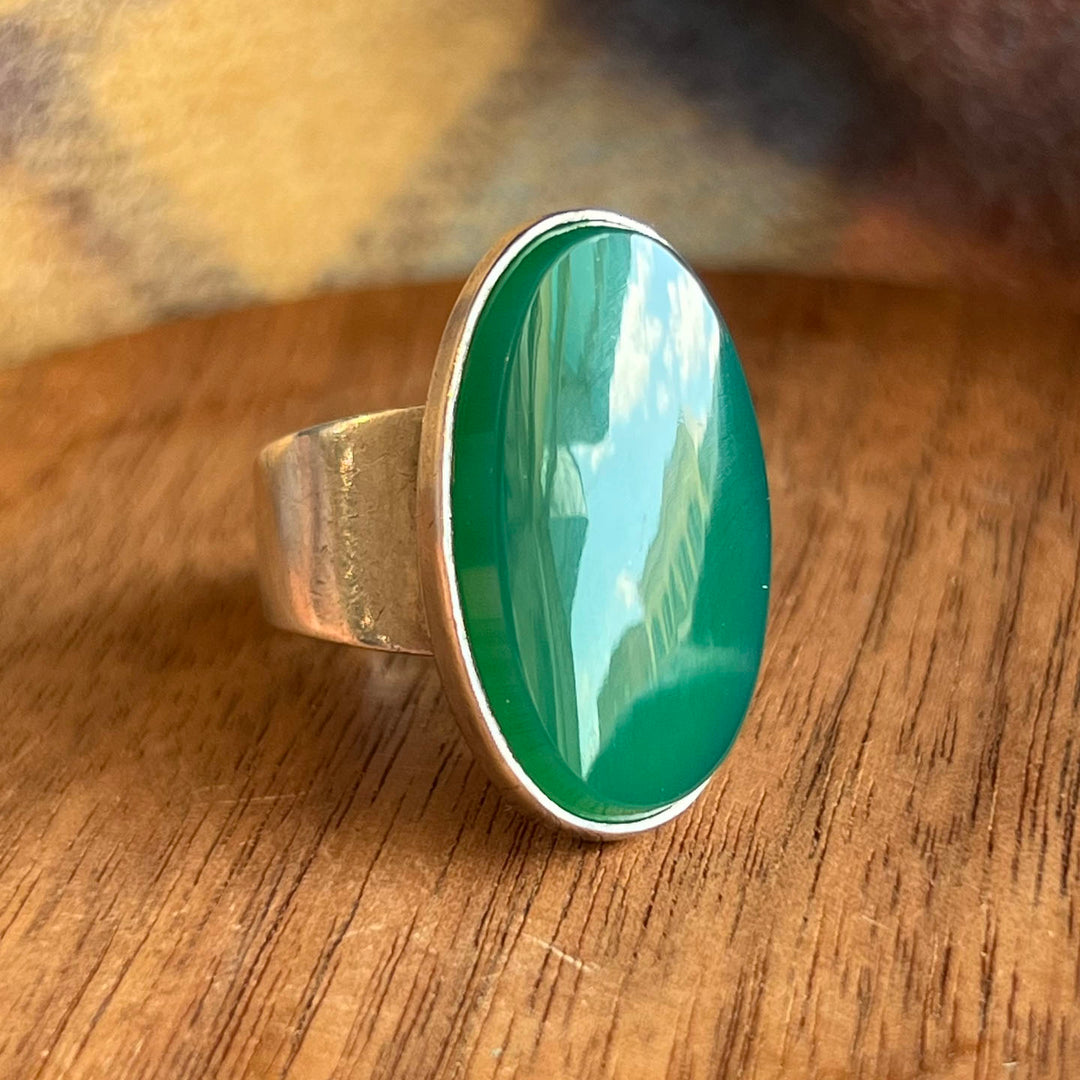 Mid-Century NE From Sterling Silver Chalcedony Ring, Denmark c.1950