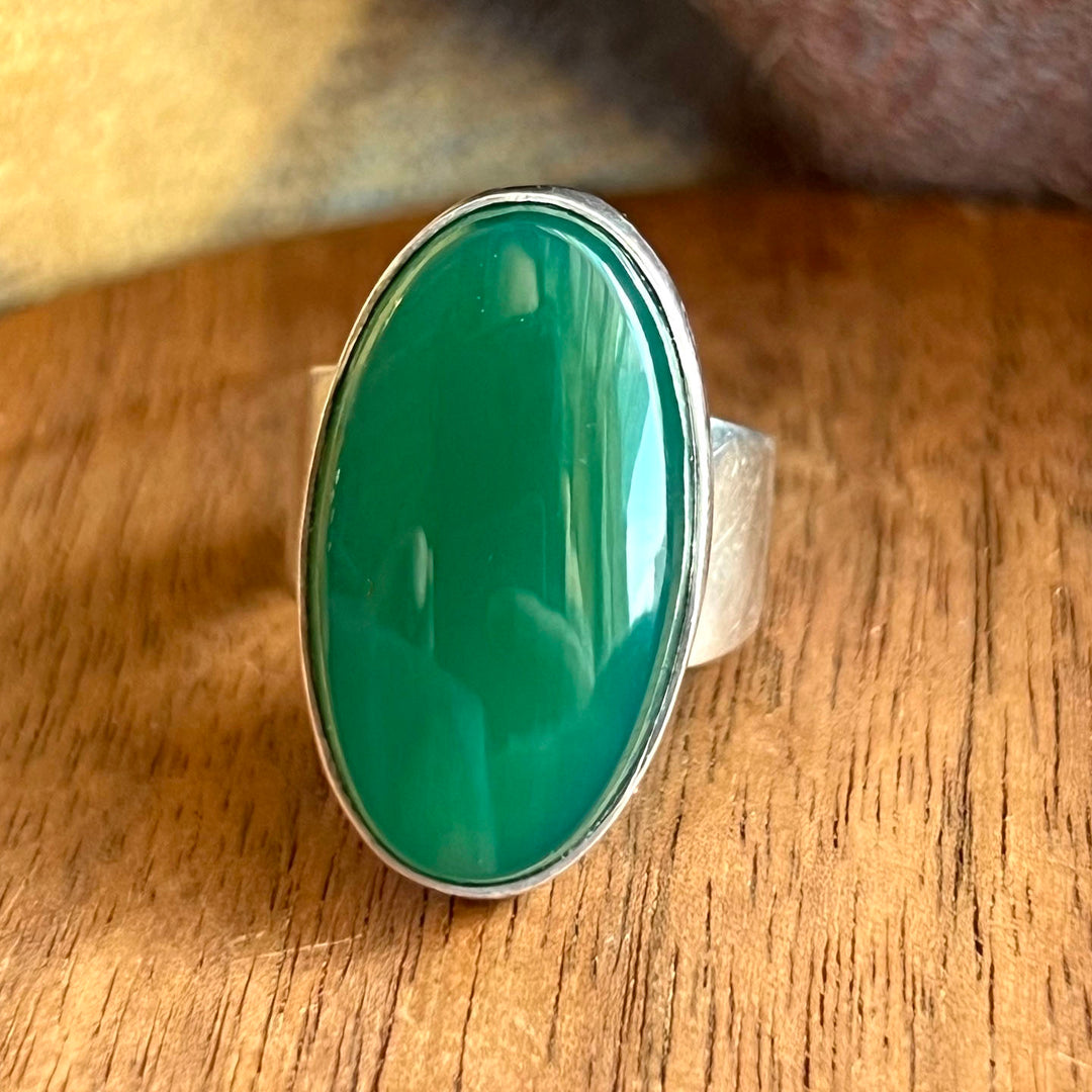 Mid-Century NE From Sterling Silver Chalcedony Ring, Denmark c.1950