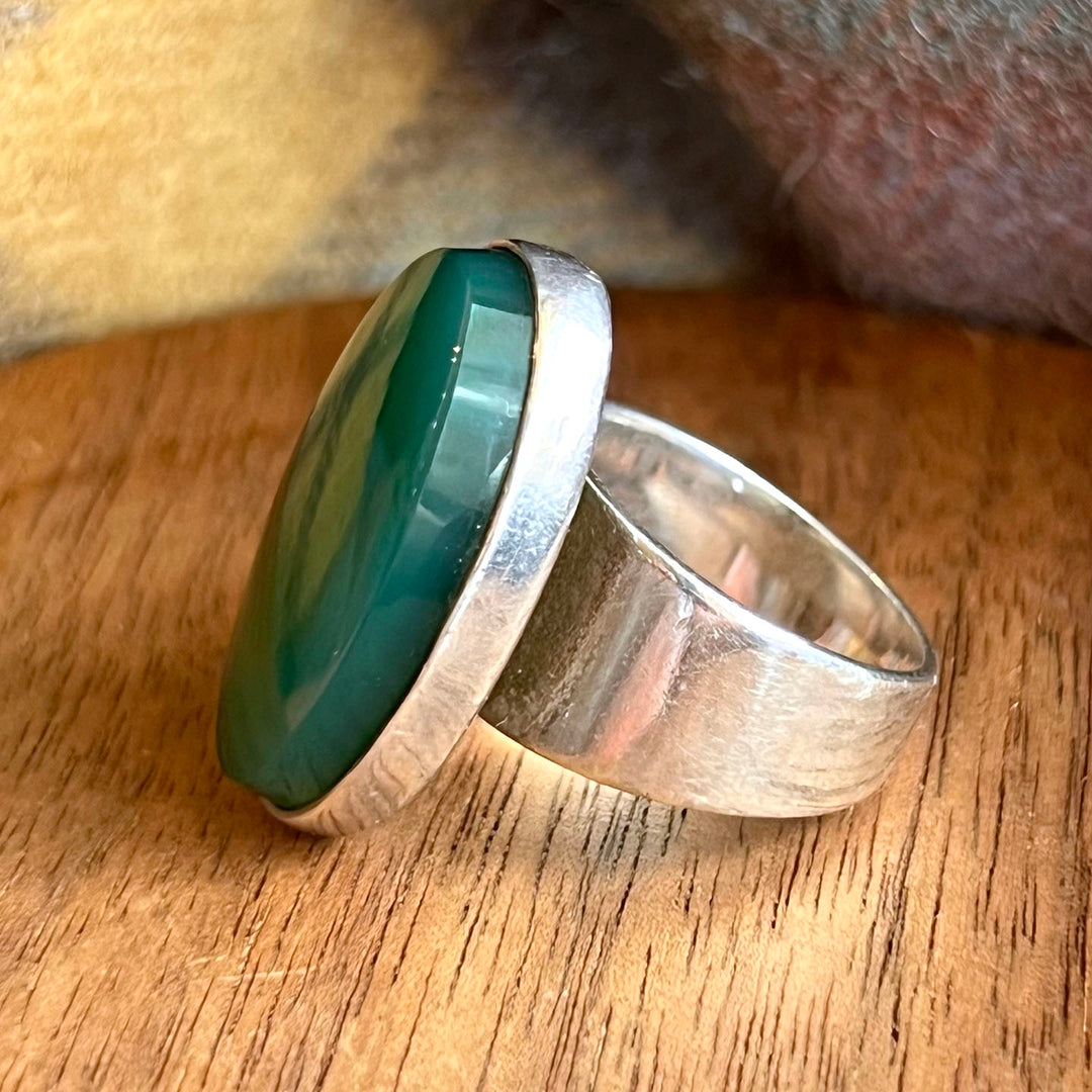 Mid-Century NE From Sterling Silver Chalcedony Ring, Denmark c.1950