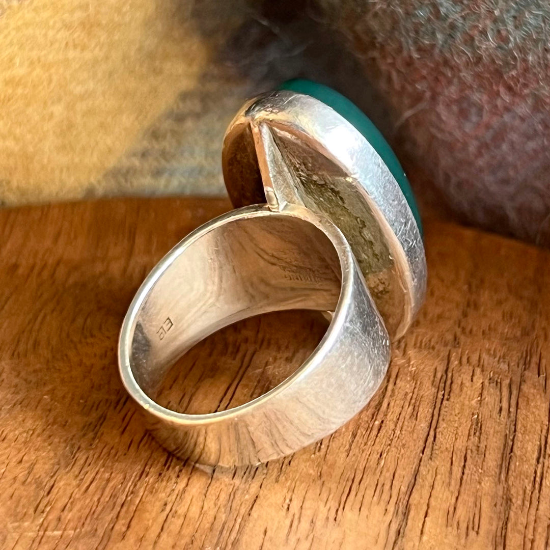 Mid-Century NE From Sterling Silver Chalcedony Ring, Denmark c.1950