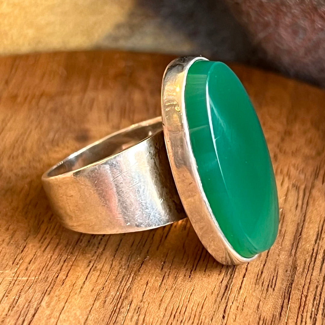 Mid-Century NE From Sterling Silver Chalcedony Ring, Denmark c.1950