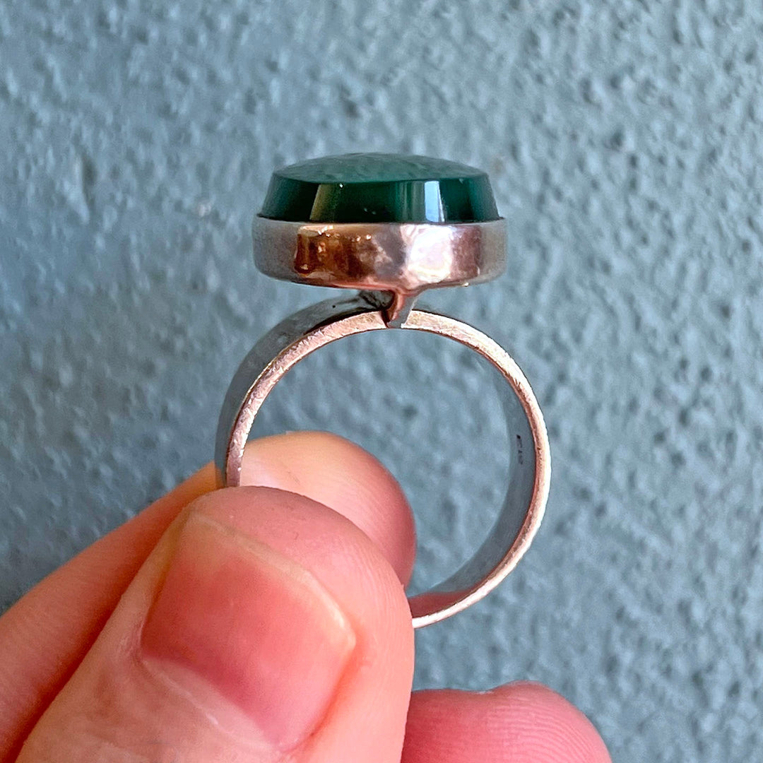 Mid-Century NE From Sterling Silver Chalcedony Ring, Denmark c.1950