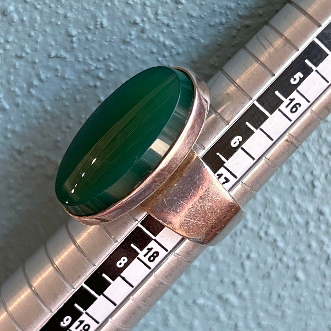 Mid-Century NE From Sterling Silver Chalcedony Ring, Denmark c.1950