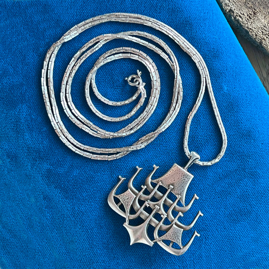 Vintage Silver David Andersen Brooch Pendant with Origianl Chain