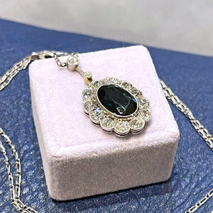 Antique Belle Epoch French Sapphire Platinum Necklace