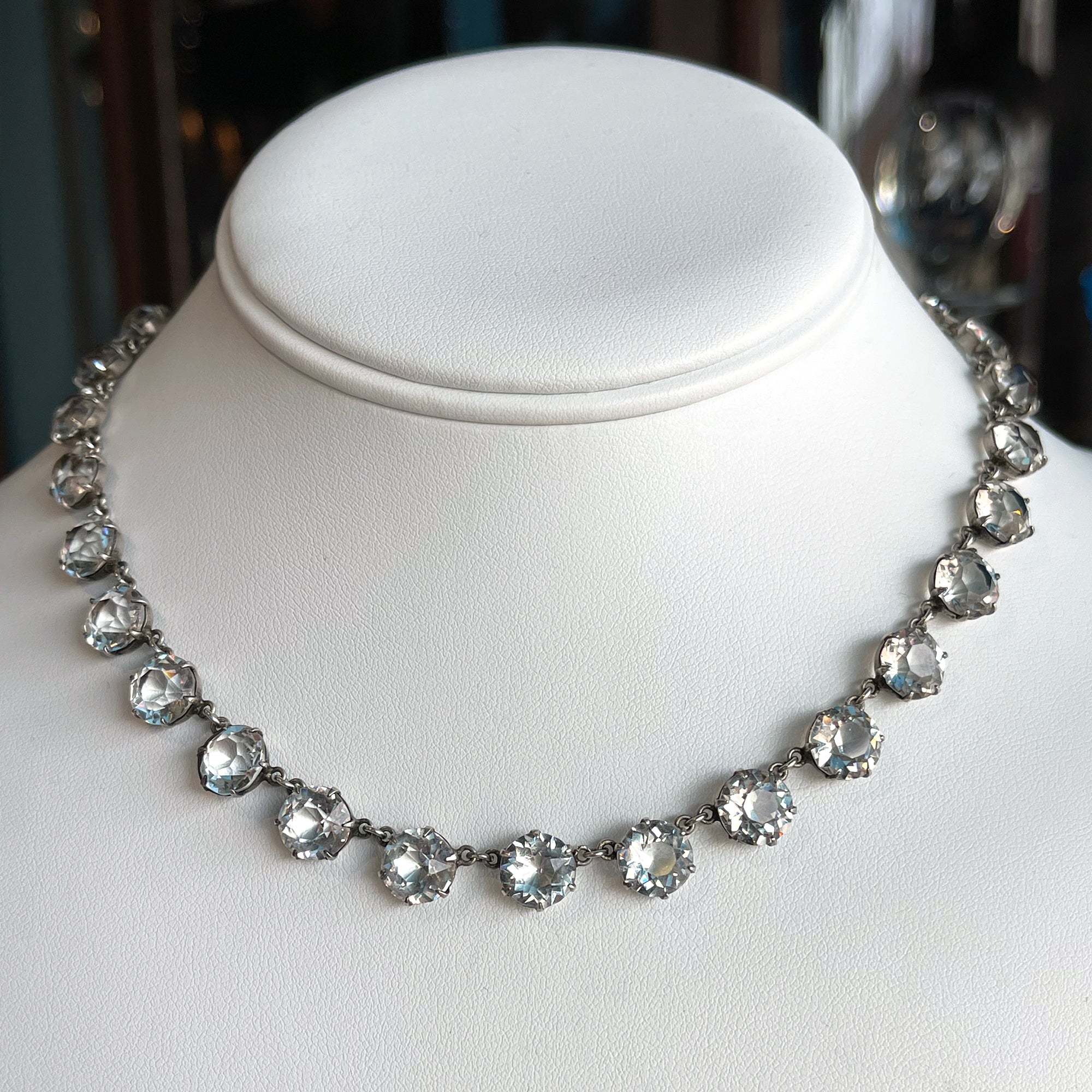 Art Deco Sterling Paste Riviere Necklace