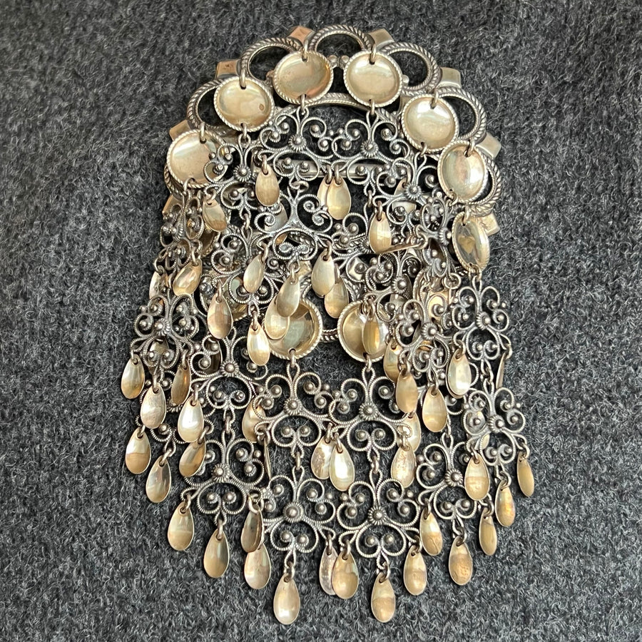 Norwegian silver sølje marriage brooch