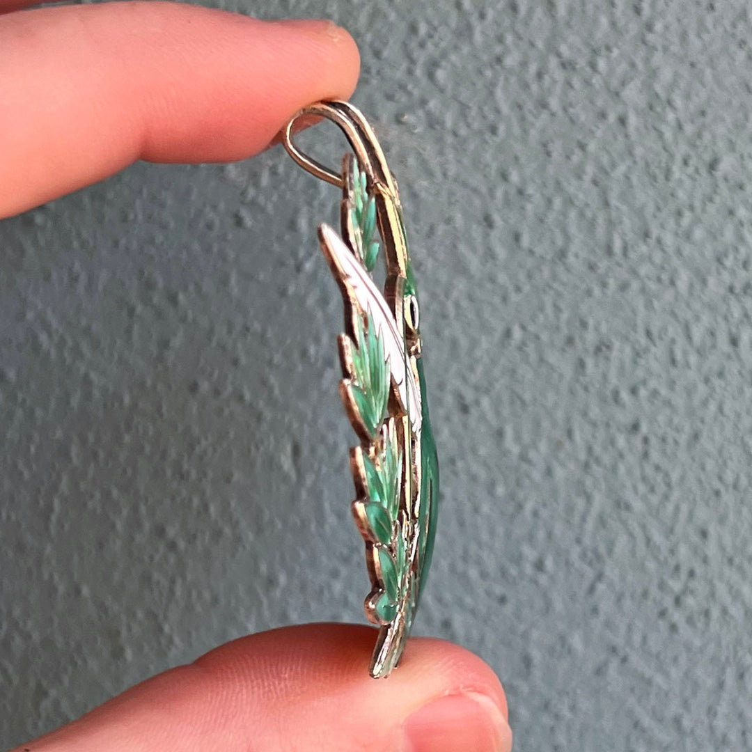 Vintage Mid-Century Silver Enamel Pendant by Jacob Tostrup, Norway c.1950