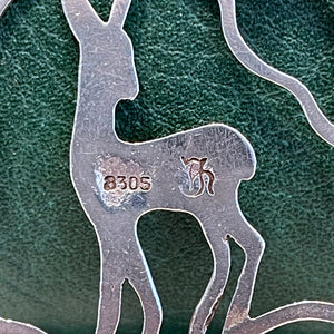 Vintage Scandinavian Silver Deer Pendant Mid-Century