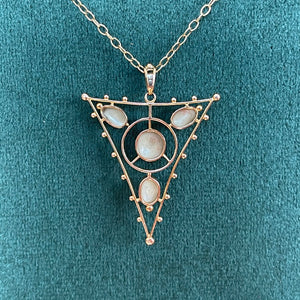 Edwardian Pendant Necklace with Blister Pearls in 9k Gold
