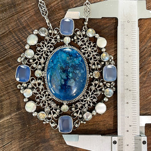 Large Silver Arts & Crafts Pendant Necklace Attr Amy Sandheim