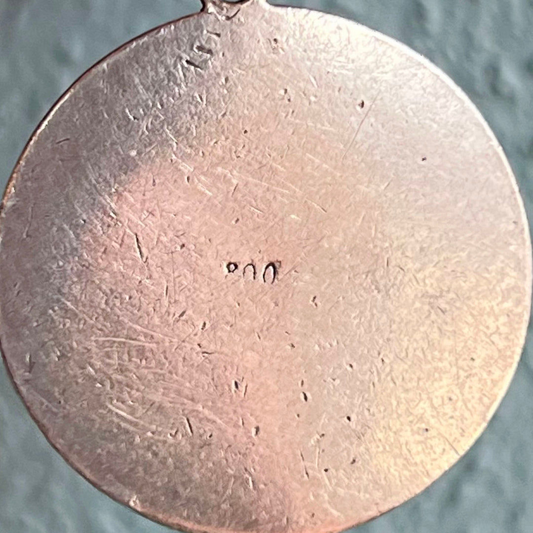 Antique Silver Enamel Pendant Egyptian Revival with Sphinx and Pyramid, c. 1925