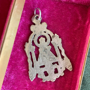 Silver Engraved Pierced Pendant of Virgen del Sagrario, Patron Saint of Toledo