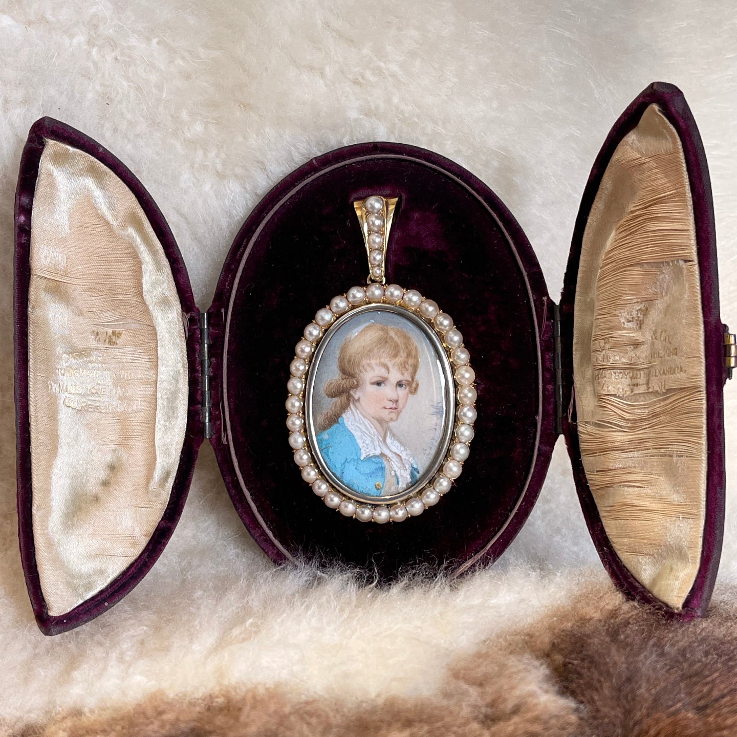 Georgian Charles Horsfall Portrait Gold and Pearl Pendant Brooch