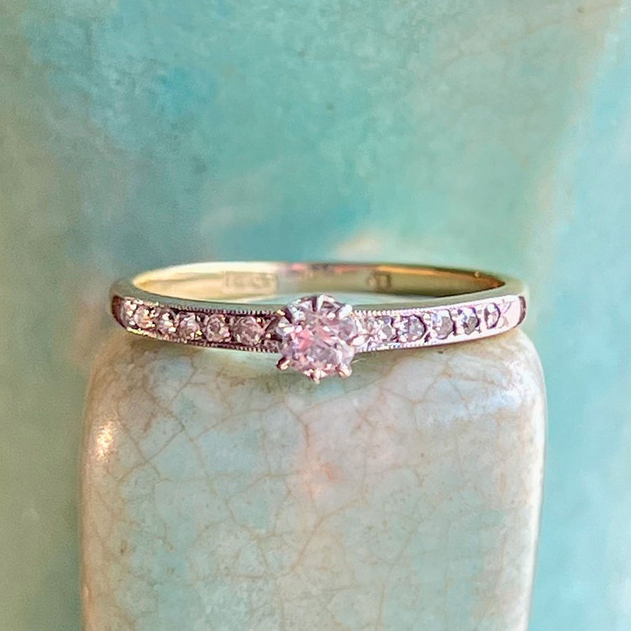 Antique Edwardian Old European Cut Diamond Ring 18k Platinum