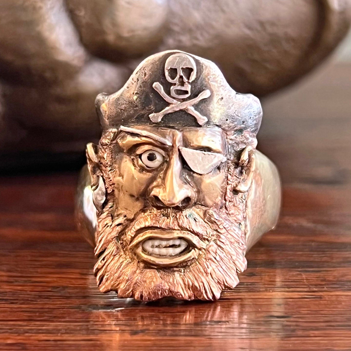 Vintage Pirate Men’s Ring, Heavy 15k Gold