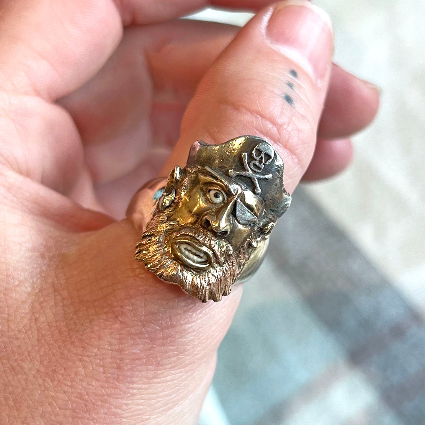 Vintage Pirate Men’s Ring, Heavy 15k Gold