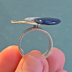 Vintage Silver Porcelain Ring Royal Copenhagen
