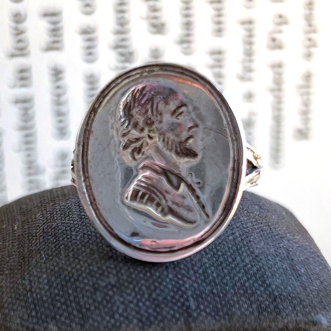 Antique Georgian Silver Shakespeare Ring Boxed c. 1720