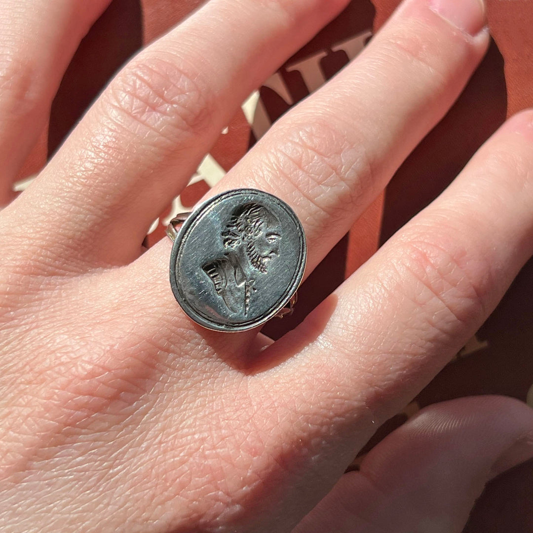Antique Georgian Silver Shakespeare Ring Boxed c. 1720