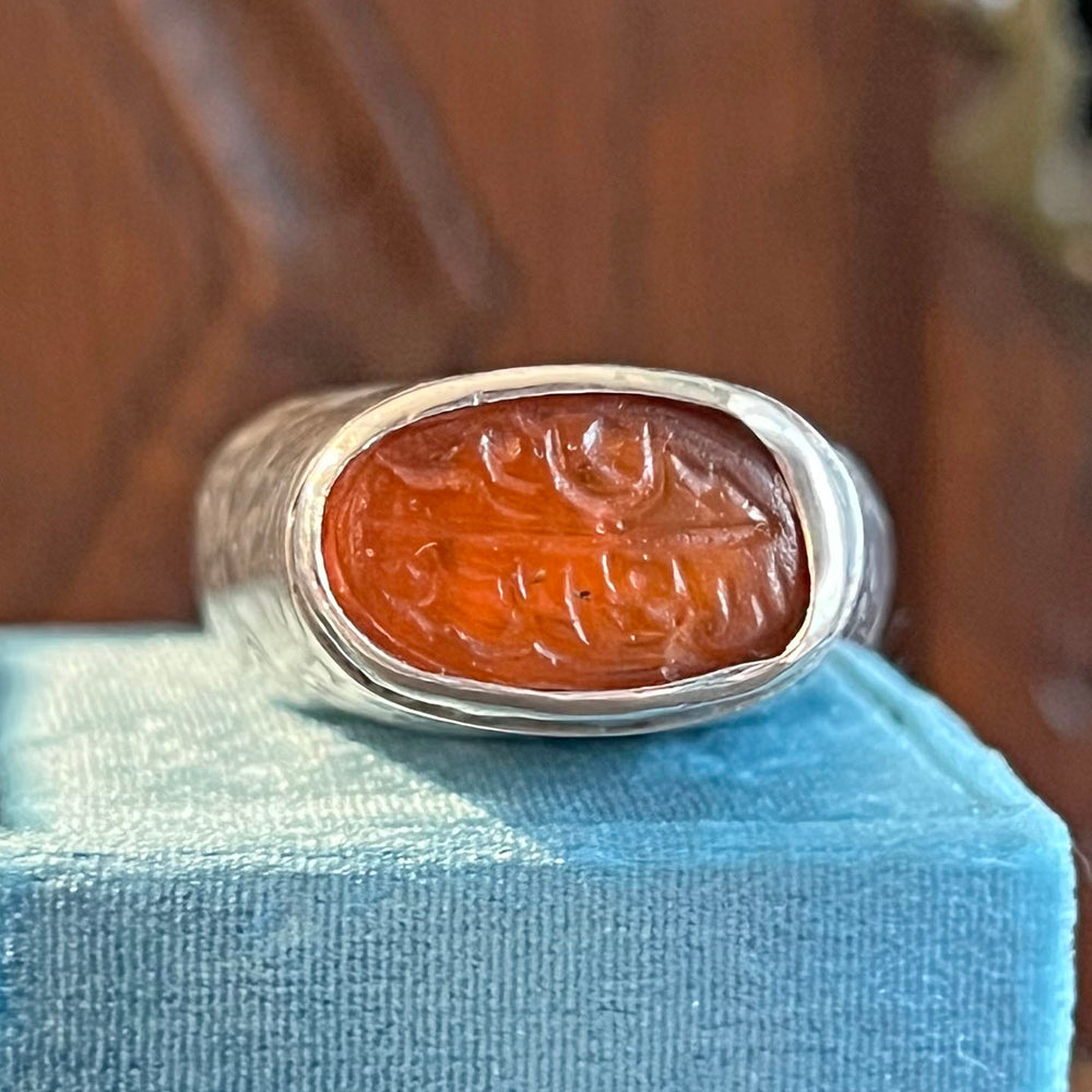 Antique Silver Carnelian Archers Ring c. 1880