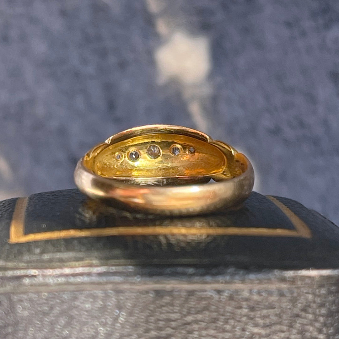 Antique Gold Diamond Boat Ring Birmingham, 1912