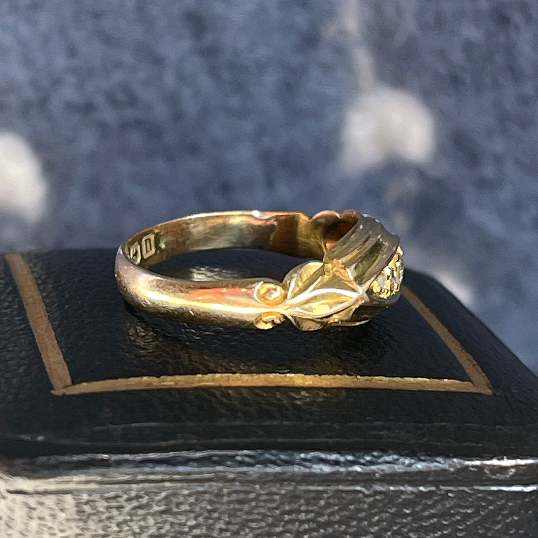 Antique Gold Diamond Boat Ring Birmingham, 1912