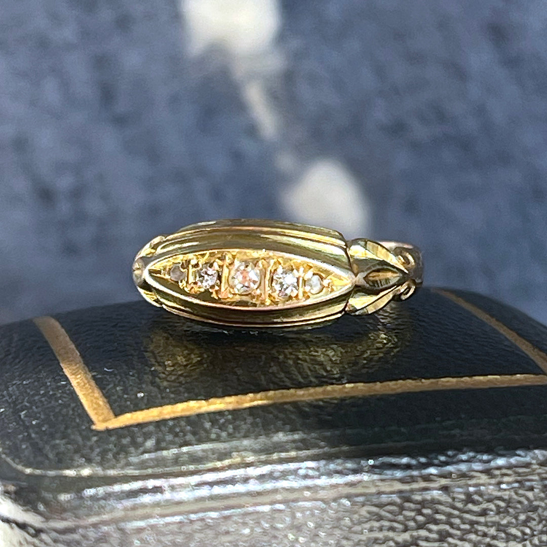 Antique Gold Diamond Boat Ring Birmingham, 1912