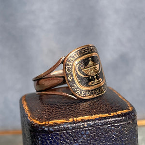 Georgian Urn Black Enamel Mourning Ring Memento Mori 18k Gold