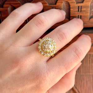 Antique Diamond Cluster Ring Wedding Cake 18k Gold