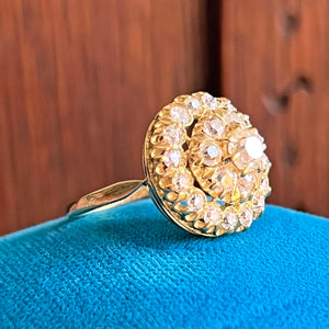 Antique Diamond Cluster Ring Wedding Cake 18k Gold