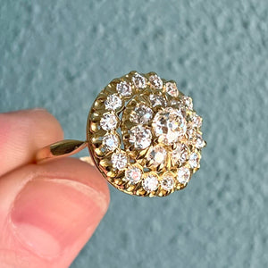 Antique Diamond Cluster Ring Wedding Cake 18k Gold