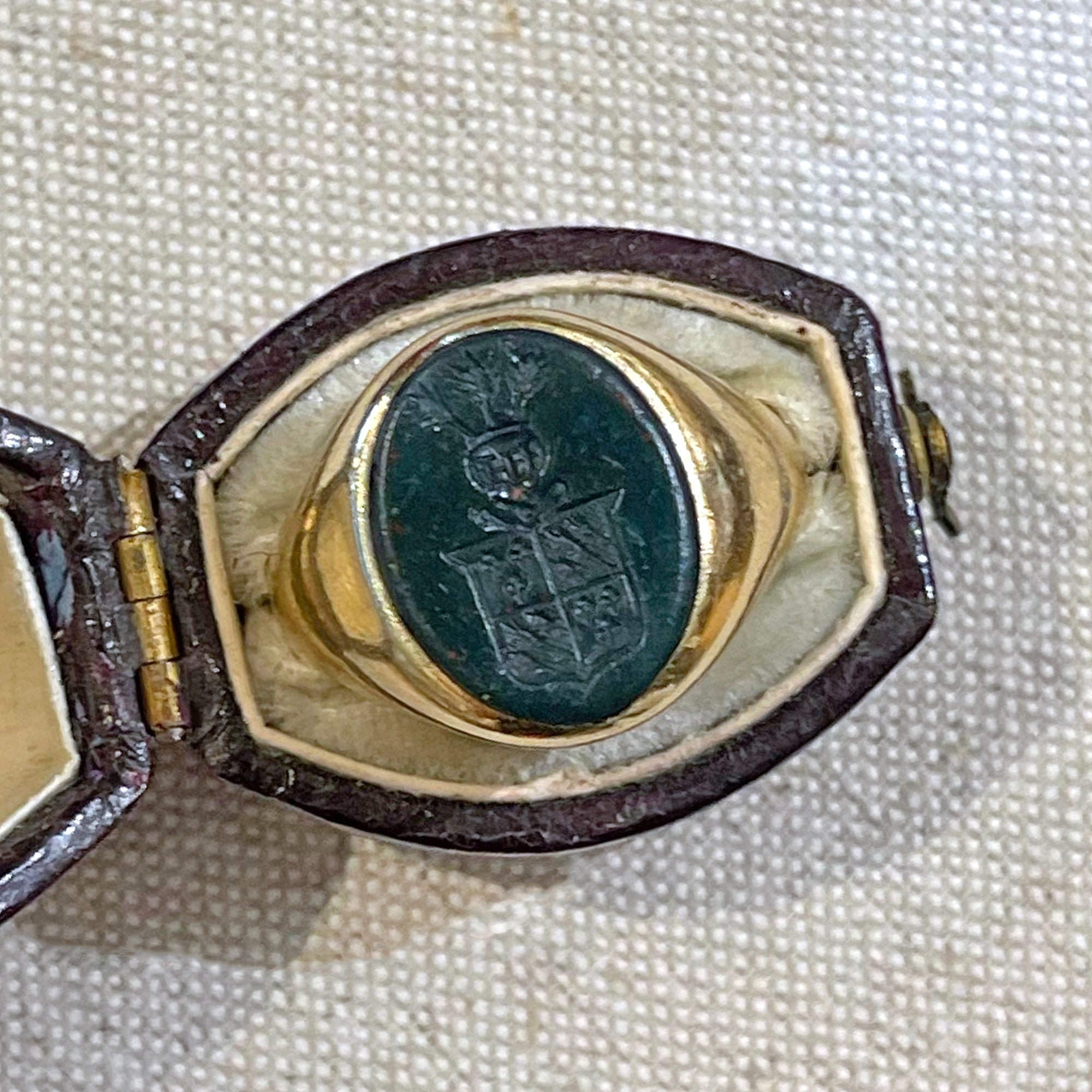 Antique Bloodstone Intaglio Ring 18k Gold