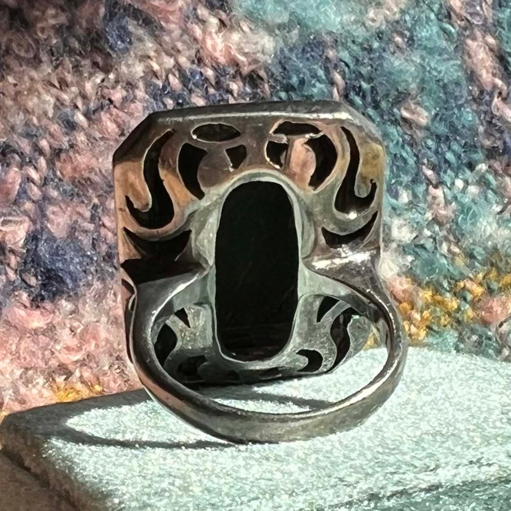 Art Deco Silver Onyx and Marcasite Ring