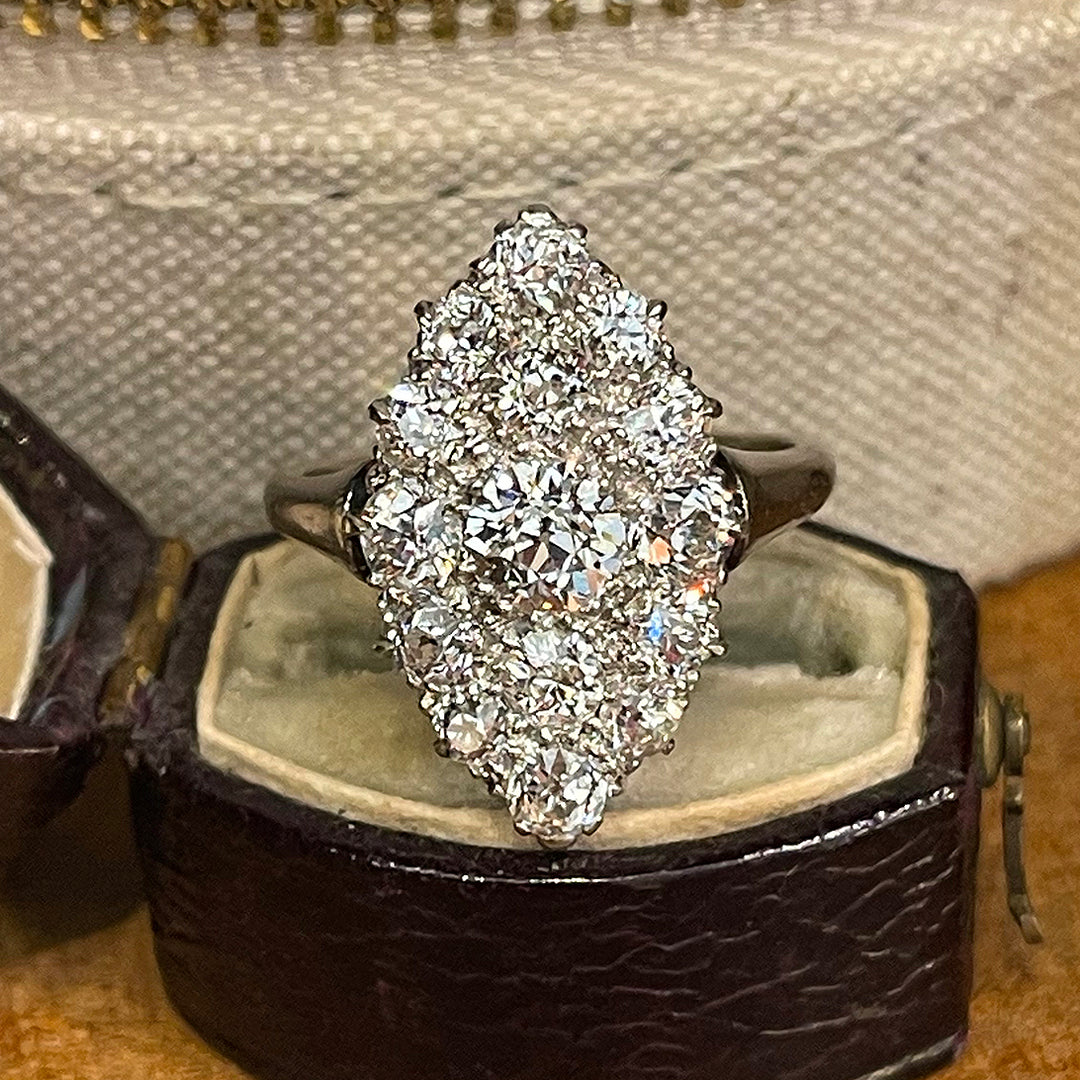 Antique Edwardian Diamond Marquise Ring Platinum
